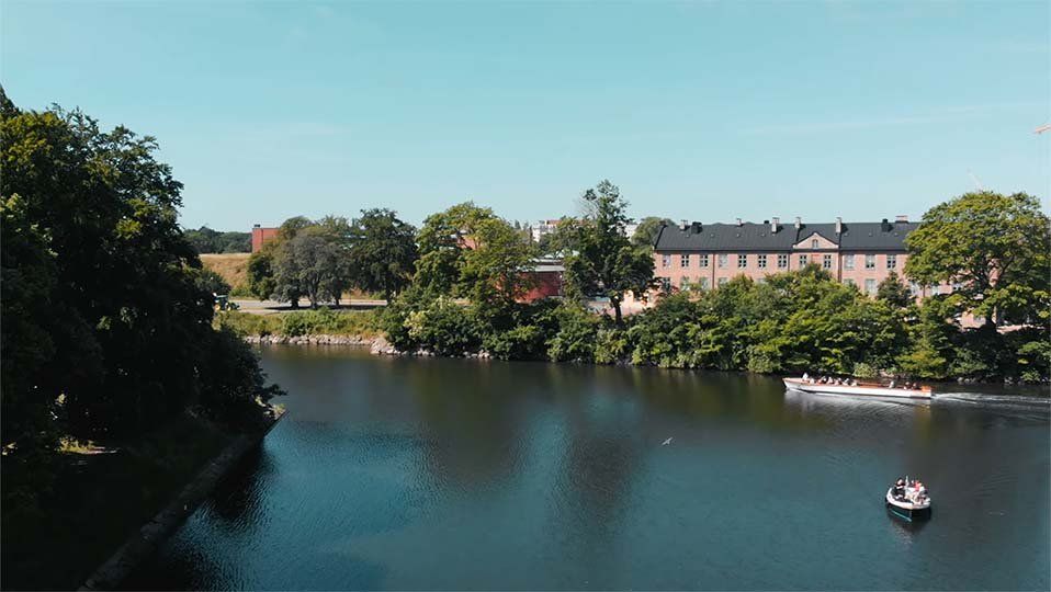 Drönarbild av kanalen i Malmö, Keep It Visual