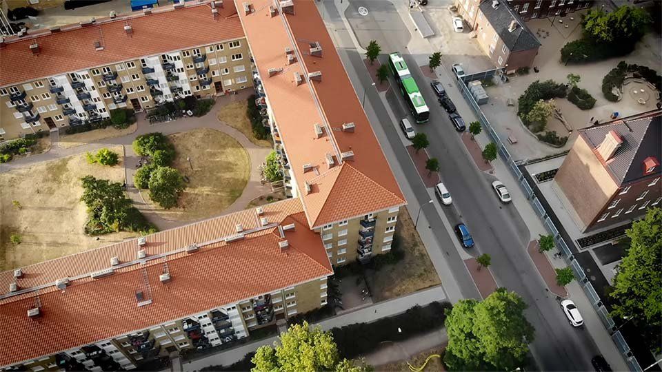 Drönarbild av Triangeln i Malmö, Keep It Visual